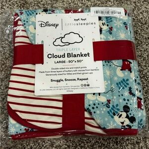 Little Sleepies Mickey Winter Wonderland Blanket - Red, Blue, White